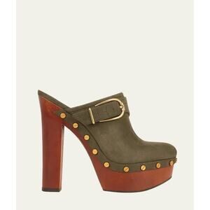 Veronica Beard Alek Croco Heeled Buckle Clogs size 7.5